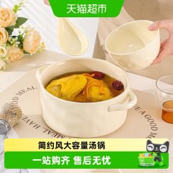 CERAMICS 陶瓷双耳大汤碗面碗带盖保温防尘防滑防烫微波炉适用餐具