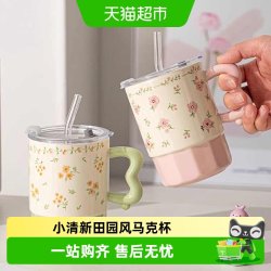 CERAMICS 陶瓷吸管杯带盖微波适用一盖多用安全入口设计水杯