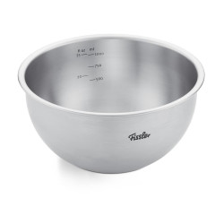 Fissler 费斯勒 Essential 不锈钢碗 16 厘米,1 升 - 搅拌碗 18/10 不锈钢制成,测量刻度,缎面表面,可堆叠,可用洗碗机清洗