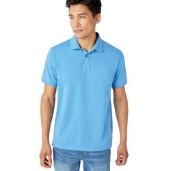 DKNY 男式 polo衫  有领 短袖 标准版型 Parisian Blue 尺码Medium