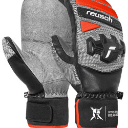 reusch Worldcup Warrior Team 连指手套 - 中性款赛车连指手套,采用 TecFill 隔热材料,保暖罩,脚踝和手指衬垫,山羊皮,防风透气,适合滑雪比赛