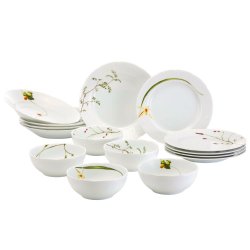 NARUMI 鸣海 餐具套装 里花历 花朵图案 15个装 可使用微波炉加热 日本制造 40912-34275