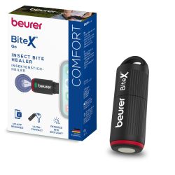 Beurer BiteX Go Deep Black 昆虫叮咬治疗器适用于智能手机,蚊子叮咬热笔防止瘙痒和肿胀,适用于安卓和 iPhone (USB-C),带灯