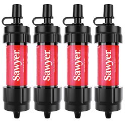 Sawyer Products 露营水过滤器 包含四个迷你过滤器 100000 加仑 红色 塑料材质