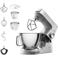 Kenwood 凯伍德 Titanium Chef Baker KVC85.004SI 立式搅拌机,带集成秤,包括 3 件套糕点套装,5 升和 3.5 升搅拌碗,无级调速,1200 瓦,银色
