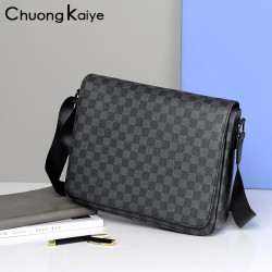 CHUONGKAIYE 新款男士单肩包商务休闲斜挎包韩版格纹斜肩包 格纹款