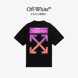 OFF-WHITE ™情侣装新款中长款短袖T恤半袖男士高端纯棉短袖夏季t恤女 黑色 3XL