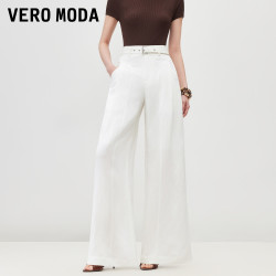 VERO MODA 奥莱休闲裤女2026夏季新款含莱赛尔亚麻腰带阔腿裤百搭