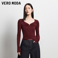 VERO MODA 针织衫女2026秋季新款胸针钻石领长袖上衣社交时尚百搭