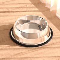柒哦 狗碗狗盆猫碗双碗猫食盆狗狗饭盆不锈钢防打翻碗中小型犬宠物用品 黄色小熊-小号（适合6斤内）