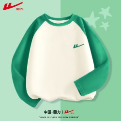 回力 儿童长袖T恤运动纯棉衣服女童秋装男童中大童童装春秋款上衣