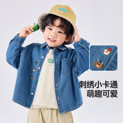 嘟嘟家 男童衬衫宝宝牛仔上衣儿童衬衣外套秋装卡通休闲