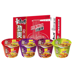 康师傅 劲爽桶 方便面 4味12桶 红烧+酸菜+麻辣+泡椒