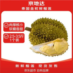 京地达 泰国金枕榴莲 净重2.5-3.5斤 单粒装 新鲜水果 源头直发 包邮