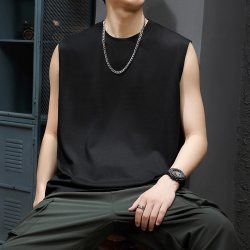 派丹图 液氨丝光棉凉感背心男2026夏季冰丝无袖t恤宽松坎肩运动健身篮球