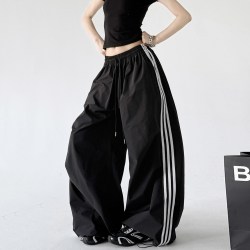 木昱子 街头街舞休闲裤女2026夏季新款黑色阔腿裤女士户外速干运动裤宽松
