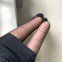 无品牌 性感黑色英文字母印花丝袜女暗黑风字母连裤袜