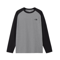 The North Face 北面 NT82591 长袖针织棒球 T 恤 L/S ES 男式 成人, 混合灰色/黑色
