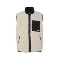The North Face 北面羊毛夹克双面极绒羊毛背心中性款成人, Fossil 象牙白/黑色