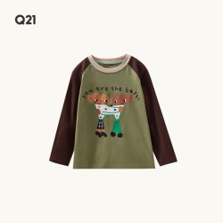 Q21 低价爆料！！！涂鸦儿童60支棉撞色圆领长袖T恤（多色任选）
