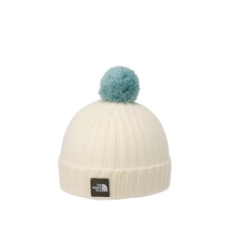 The North Face 北面 儿童婴儿针织帽,Pom Pom Cappuccho 孔服装,带绒球,防寒, 白色沙丘