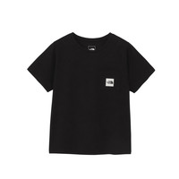 The North Face 北面 女式短袖剪裁和缝制 T 恤,短袖方形标志口袋 T 恤, 黑色