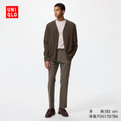 优衣库 易打理快干弹力轻型长裤常规款男装休闲西裤仿棉质款482904 37 栗色 79