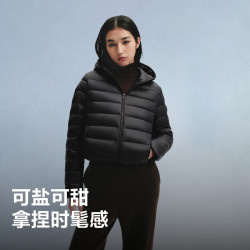 波司登 羽绒服女小短款龟背外套B260135054M 黑色