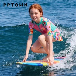 巴巴小镇 儿童泳衣夏新款女童防晒速干裙装连体游泳衣大童女孩亮色专业泳装