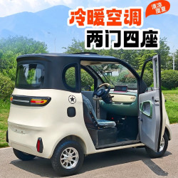 逸多新款四轮电动车家用接送孩子女士锂电小型代步车全封闭空调电瓶车 经济款锂电60V50A续航约100里 60V