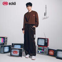 eckō ecko红犀牛【王俊凯同款】摩卡系列26早秋新品男女同款长袖T恤上衣 棕色 XS