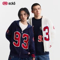 eckō ecko红犀牛【王俊凯同款】队长开衫26早秋新品男女同款棉针织开衫 白色 XS