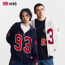 eckō ecko红犀牛【王俊凯同款】队长开衫26早秋新品男女同款棉针织开衫 白色 XS