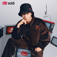 eckō ecko红犀牛【王俊凯同款】双序夹克26早秋新男女双面穿灯芯绒外套 棕色 S
