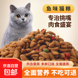 京喜 冻干猫粮5斤2.5kg宠物幼猫成猫全阶段流浪猫咪主粮深海鱼 鱼味猫粮5斤