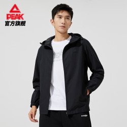匹克 防泼水连帽跑步外套 黑色-男款-233041 2XL