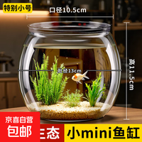 鱼缸小型迷你家用桌面金鱼缸斗鱼生态缸水草造景缸透明懒人小鱼缸
