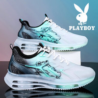 PLAYBOY 鞋子男款男鞋2026秋季新款休闲运动鞋男士厚底透气潮流老爹鞋男 黑月