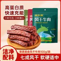 食乐康 内蒙古手撕风干牛肉干100g 独立小包装办公休闲零食特产 9成干超干100g*2
