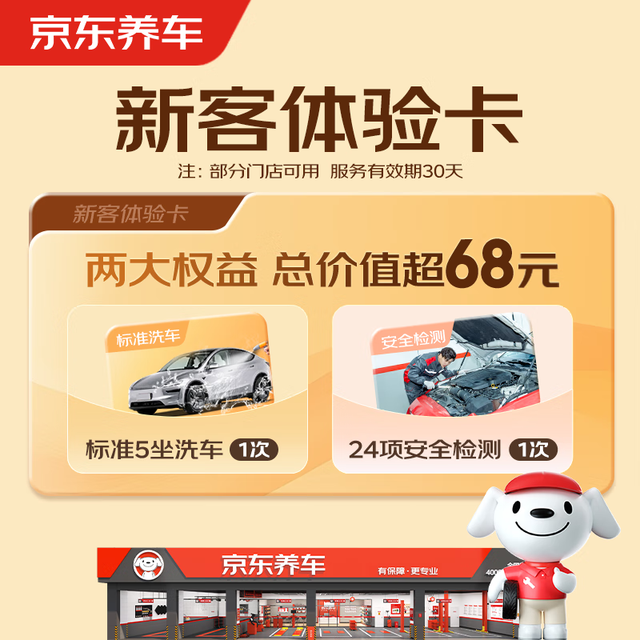 京东养车 单次标准洗车+24项安全检测 5座轿车/SUV 部分门店可用