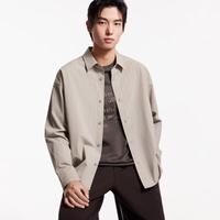 杰克琼斯 杰克·琼斯 条纹商务休闲衬衫 男宽松长袖 OVERSIZED 灰卡其