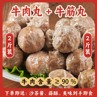利园 潮汕手打牛肉丸2斤+牛筋丸2斤 2kg