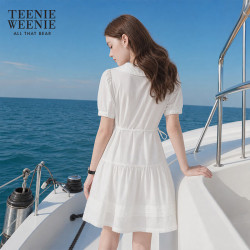TEENIE WEENIE 娃娃领蕾丝 A字连衣裙 白色 M