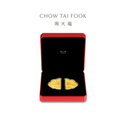 周大福 双喜鸳鸯同心锁婚嫁三金五金足金黄金金章EOR1638