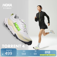 HOKA ONE ONE男女款秋季托伦特4越野跑步鞋TORRENT 4竞速减震耐磨透气 白色/青柠绿-女 38 白色/青柠绿-女