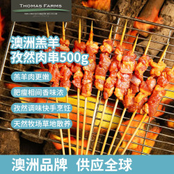 Thomas Farms 澳洲羔羊孜然肉串 净重1斤 25g*20串 调味草地羊肉 烧烤烤肉