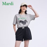 玛尔帝 官方正品纯棉t恤经典腊肠狗字母时尚短袖修身显瘦圆领上衣女
