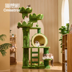 喵想树 天然果木暖冬猫爬架绿城堡豪华猫爬架猫抓板一体 好运莲莲绿城堡