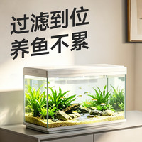 长锐 小鱼缸家用小型客厅桌面一体缸自循环免换水2026新款 HD300A白色