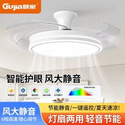 GUJIA 隐形卧室风扇静音一体光谱护眼吊扇家用新款客厅餐厅吊灯电扇